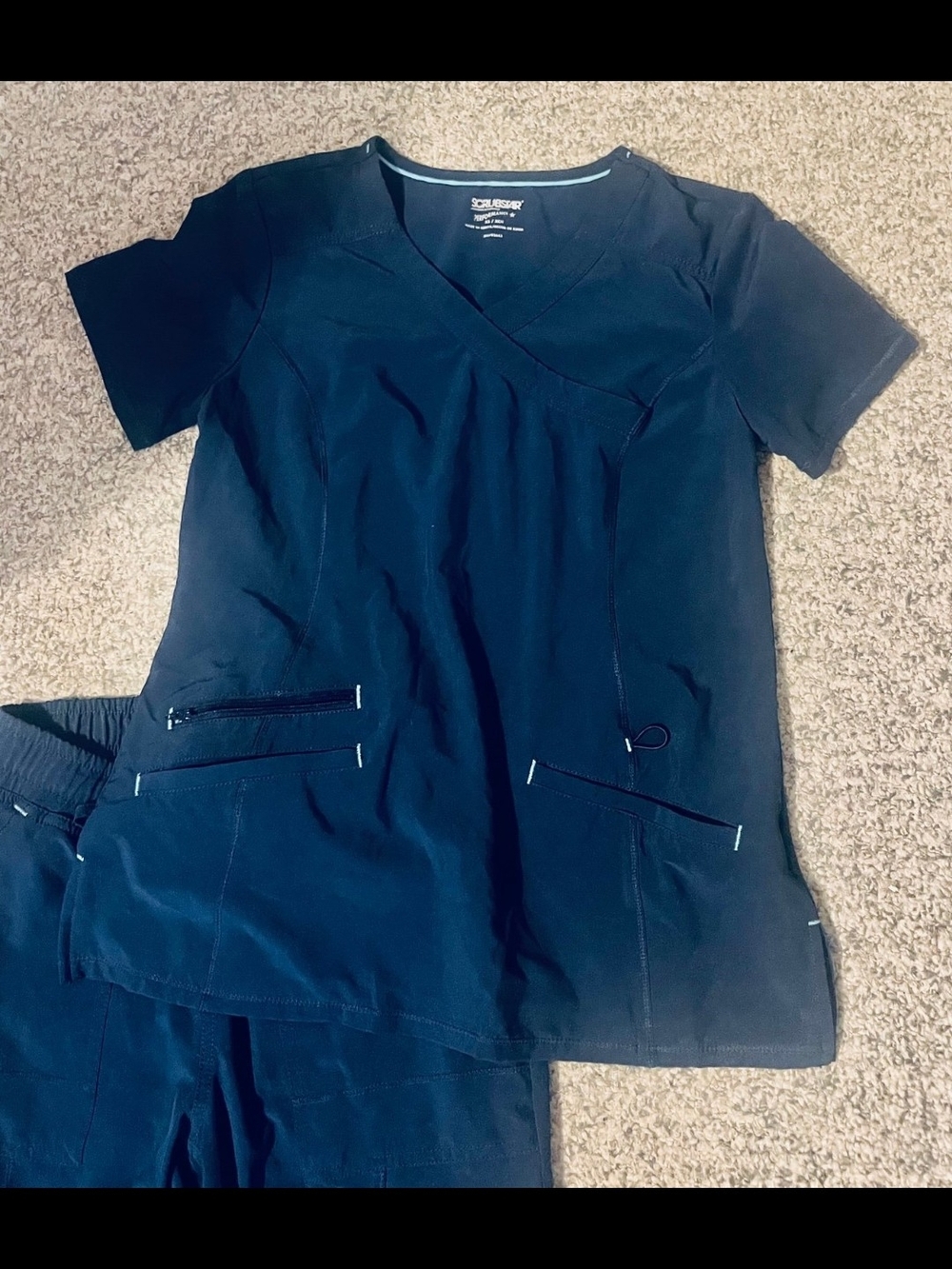 Navy Scrub Top and Pants Set - Women's